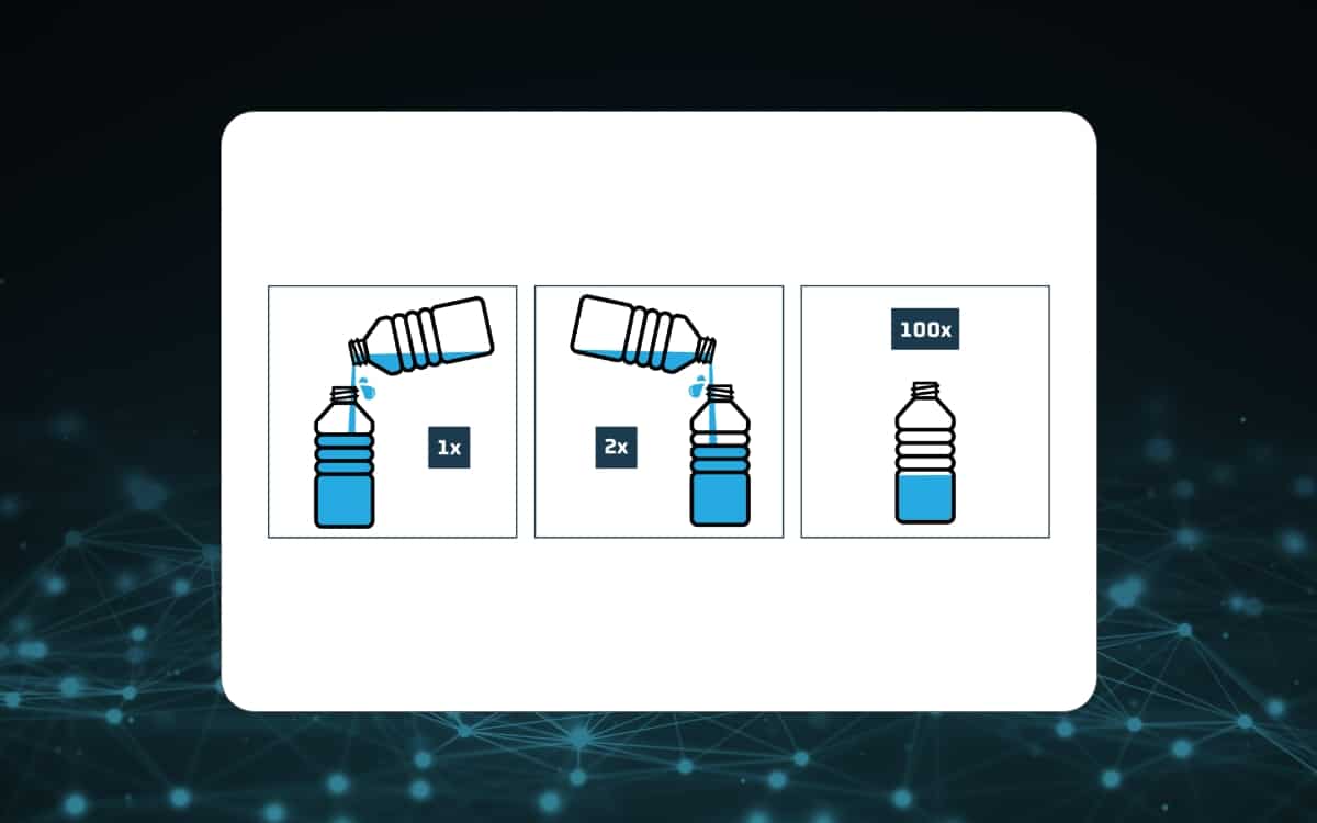 Graphic of bottles illustrating coulombic efficiency