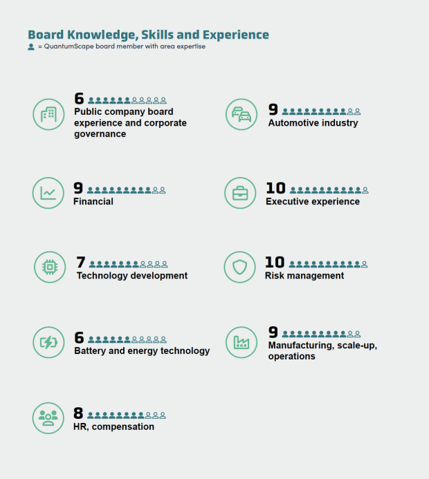 board-knowledge Chart detailing board knowledge, skills, and experience